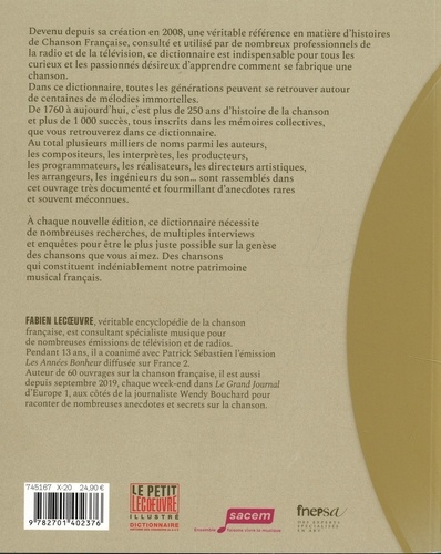 Dictionnaire officiel des chansons françaises. 1200 succès racontés par Fabien Lecoeuvre