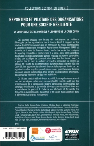 Reporting et pilotage des organisations pour une société résiliente. La comptabilité et le contrôle à l'épreuve de la crise Covid