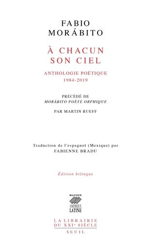 A chacun son ciel. Anthologie poétique, 1984-2019