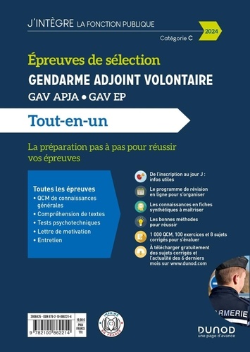 Epreuves de sélection Gendarme adjoint volontaire. GAV APJA, GAV EP. Tout-en-un  Edition 2024