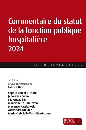 Commentaire du statut de la fonction publique hospitalière  Edition 2024