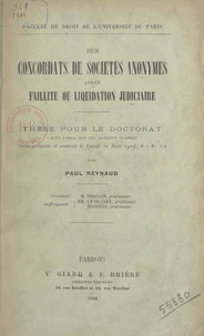 Des concordats de sociétés anonymes après faillite ou liquidation judiciaire