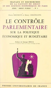 Le contrôle parlementaire sur la politique économique et budgétaire