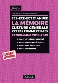 ECS-ECE-ECT 2e année - La mémoire - Culture générale Prépas commerciales - Programme 2018-2019