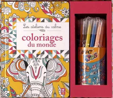 Faratiana Andriamanga et Nicole Colas des Francs - Coloriages du monde - Coffret livre + 36 feutres Bic Kids.