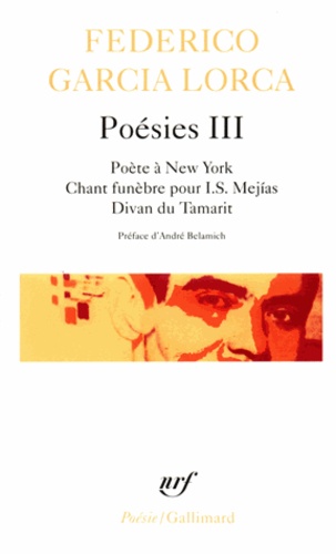 Federico Garcia Lorca - Poésies - Tome 3, Poète à New-York, Chant funèbre pour I.S. Mejias, Divan du Tamarit.