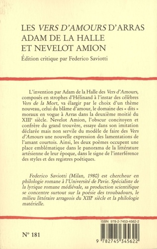 Les vers d'amours d'Arras. Adam de La Halle et Nevelot Amion
