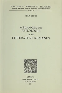 Mélanges de philologie et de littérature romanes