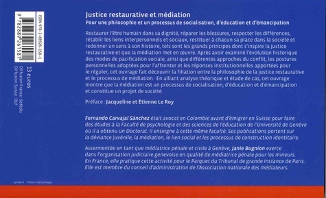 Justice restaurative et médiation. Pour une philosophie et un processus de socialisation, d'éducation et d'émancipation