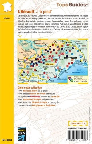 L'Hérault... à pied. Du Haut Languedoc à la Méditerranée. 69 circuits dont 7 adaptés à la marche nordique