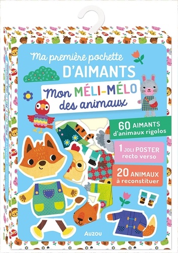 Ma première pochette d'aimants Mon méli-mélo des animaux. Avec 60 aimants d'animaux rigolos, 1 joli poster recto verso et 20 animaux à reconstituer