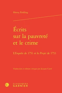 Ecrits sur la pauvreté et le crime
