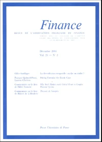 Finance Volume 25 N° 2, Décembre 2004