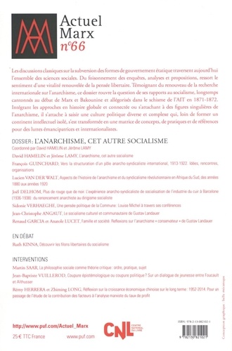 Actuel Marx N° 66, deuxième semestre 2019 L'anarchisme, cet autre socialisme