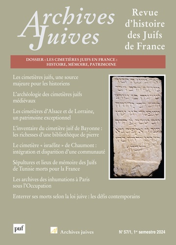  PUF - Archives juives Volume 57 N° 1, 2024 : .