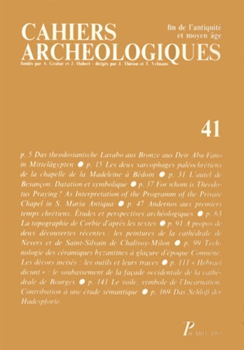 Yves Christe - Cahiers archéologiques N° 41/1993 : .