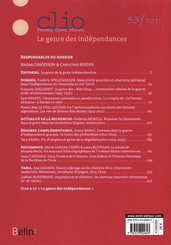 Clio N° 53/2021 Le genre des indépendances
