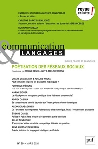  PUF - Communication et Langages N° 203, mars 2020 : Poétisation des réseaux sociaux.