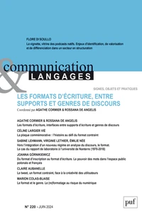 Les formats d’écriture, interfaces entre supports d’écriture et genres de discours