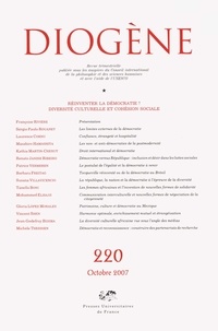 Maurice Aymard et Luca Maria Scarantino - Diogène N° 220, Octobre-Déce : Réinventer la démocratie ?: Diversité culturelle et cohésion sociale.