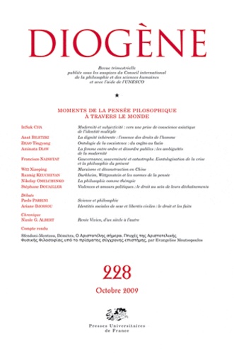 In Suk Cha et Anat Biletzki - Diogène N° 228, Octobre 2009 : Moments de la pensée philosophique à travers le monde.