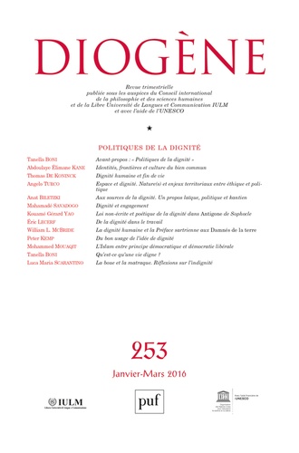 Tanella Boni - Diogène N° 253, janvier-mars 2016 : Politiques de la dignité.