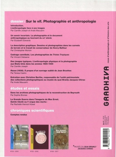 Gradhiva N° 27/2018 Sur le vif. Photographie et anthopologie