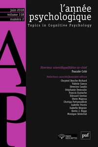 L'année psychologique Volume 118 N°2, juin 2018
