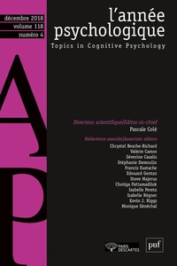 L'année psychologique Volume 118 N°4, décembre 2018