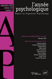 Pascale Colé - L'année psychologique Volume 122 N° 3, septembre 2022 : Designing instruction for learning technologies.