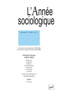 Gianluca Manzo - L'Année sociologique Volume 73, N° 1/2023 : Vilfredo Pareto (1848-1923).