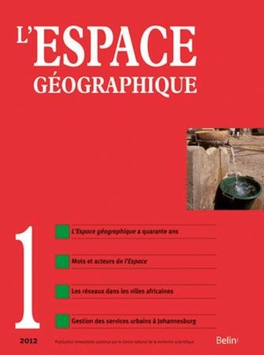  Belin - L'espace géographique N° 1/2012 : .