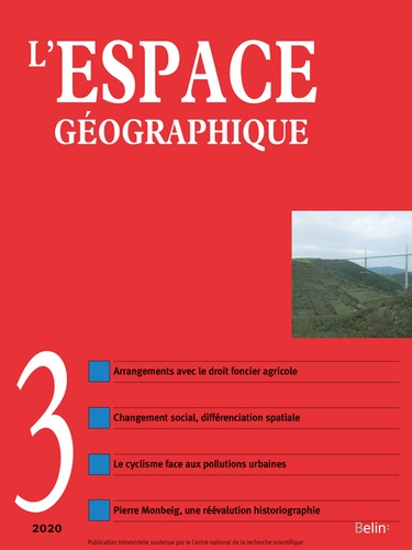  Belin - L'espace géographique N° 3, 2020 : .