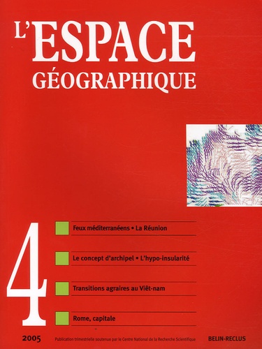 Vincent Clément et Pierre Carrega - L'espace géographique Tome 34 N° 4, 2005 : .