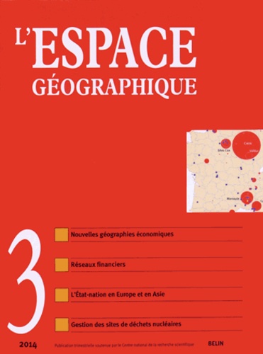  Belin - L'espace géographique Tome 43 N° 3, Juillet-août-septembre 2014 : .