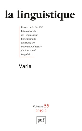 Colette Feuillard - La linguistique N° 46, fascicule 2, 2019 : Varia.