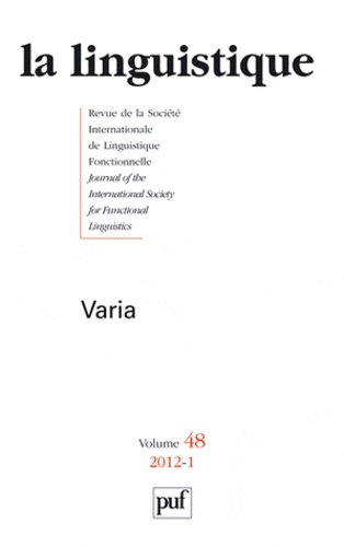 Colette Feuillard - La linguistique N° 48, fascicule 1, : Varia.