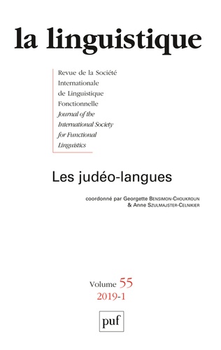 La linguistique N° 55, fascicule 1, 2019 Les judéo-langues