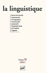 LA LINGUISTIQUE VOLUME 35 N°1 1999
