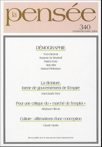  Collectif - La Pensée N° 340, Octobre/Déce : Démographie.