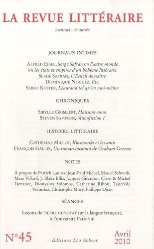 La Revue littéraire N° 45, avril 2010