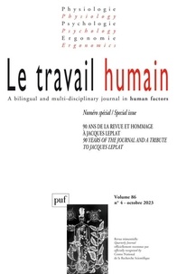 Nicolas Bréon - Le travail humain Volume 86 N° 4, octobre 2023 : 90 ans de la revue et hommage à Jacques Leplat.