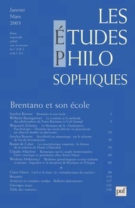  PUF - Les études philosophiques N° 1, Janvier-Mars 2003 : Brentano et son école.