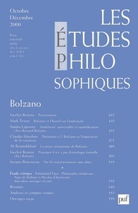  PUF - Les études philosophiques N° 4, Octobre-Décembre 2000 : Bolzano.