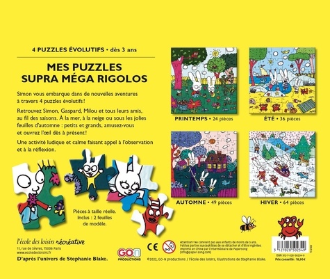 Mes puzzles supra méga rigolos. 4 puzzles évolutifs de 24 à 64 pièces
