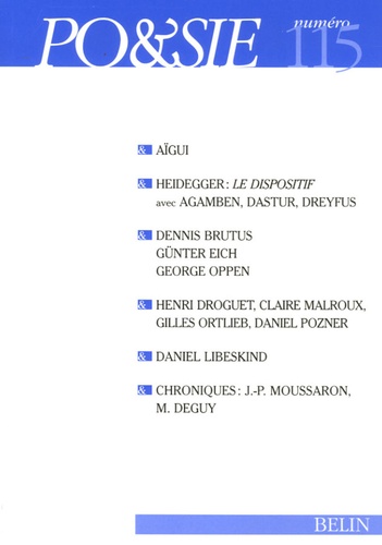 Michel Deguy et Claude Mouchard - Po&sie N° 115, 1er trimestre 2006 : .
