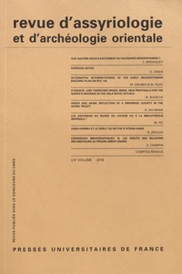 Revue d'assyriologie et d'archéologie orientale N° 110/2016