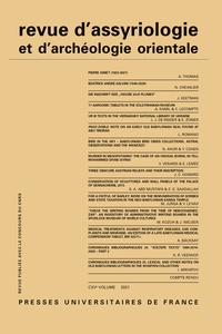  Collectif - Revue d'assyriologie et d'archéologie orientale N° 115/2021 : .
