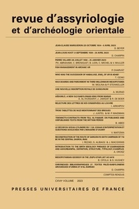  PUF - Revue d'assyriologie et d'archéologie orientale N° 117/2023 : .