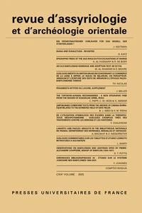 Revue d'assyriologie et d'archéologie orientale N° 119/2025